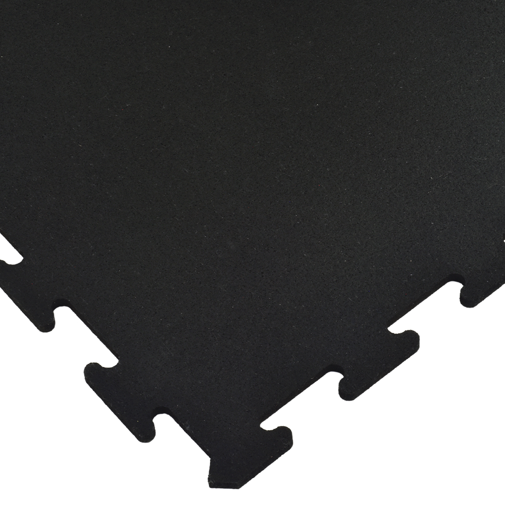 Interlocking Rubber Floor Tiles 23x23 Inch x 8 mm Black Eureka top corner