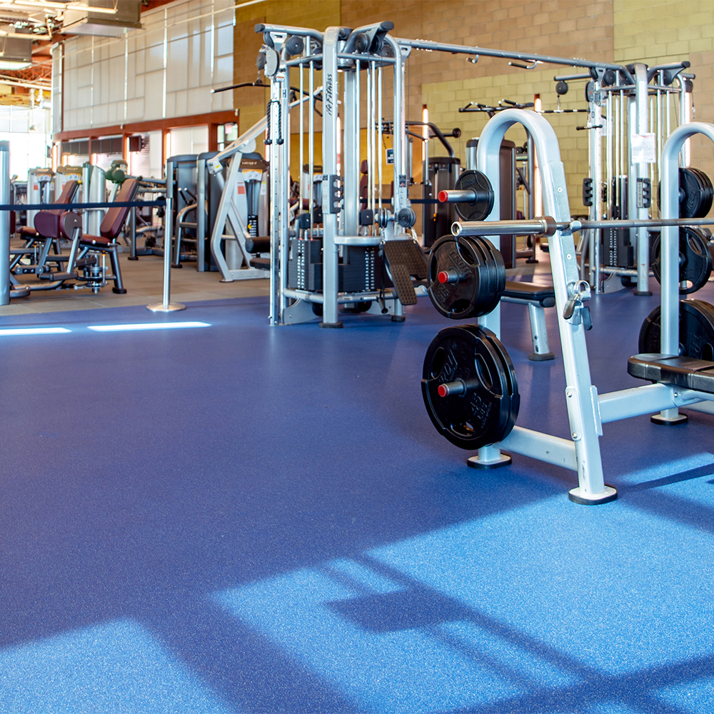 Weight room installation with Performance Rally 14.5 mm Rolls per SF