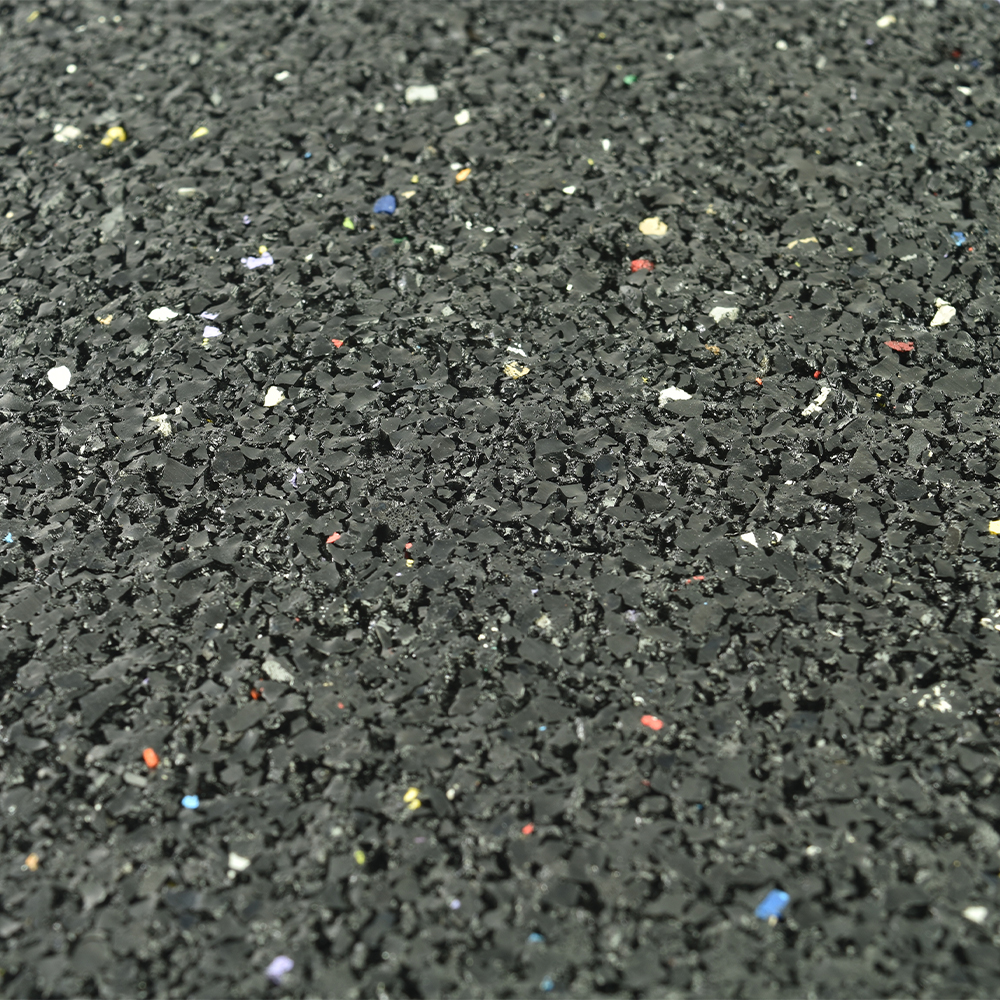 TurfShok Rubber Underlay 10 mm x 4 Ft. Wide per SF close up of surface black with color fleck