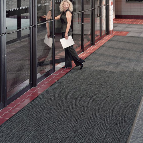 Waterhog Eco Elite Roll Goods Indoor Outdoor Matting 6 x 67 ft gray entrance.