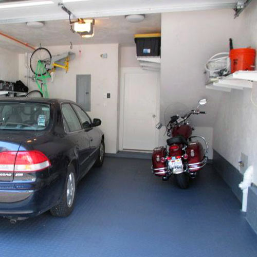 garage flooring and mat for motorcycle