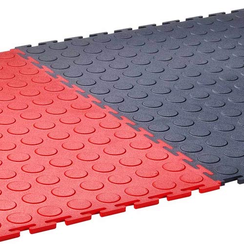 PVC Floor Tiles Interlocking SupraTile 4.5MM T-JOINT 20.5x20.5 in Coin Colors two tiles.