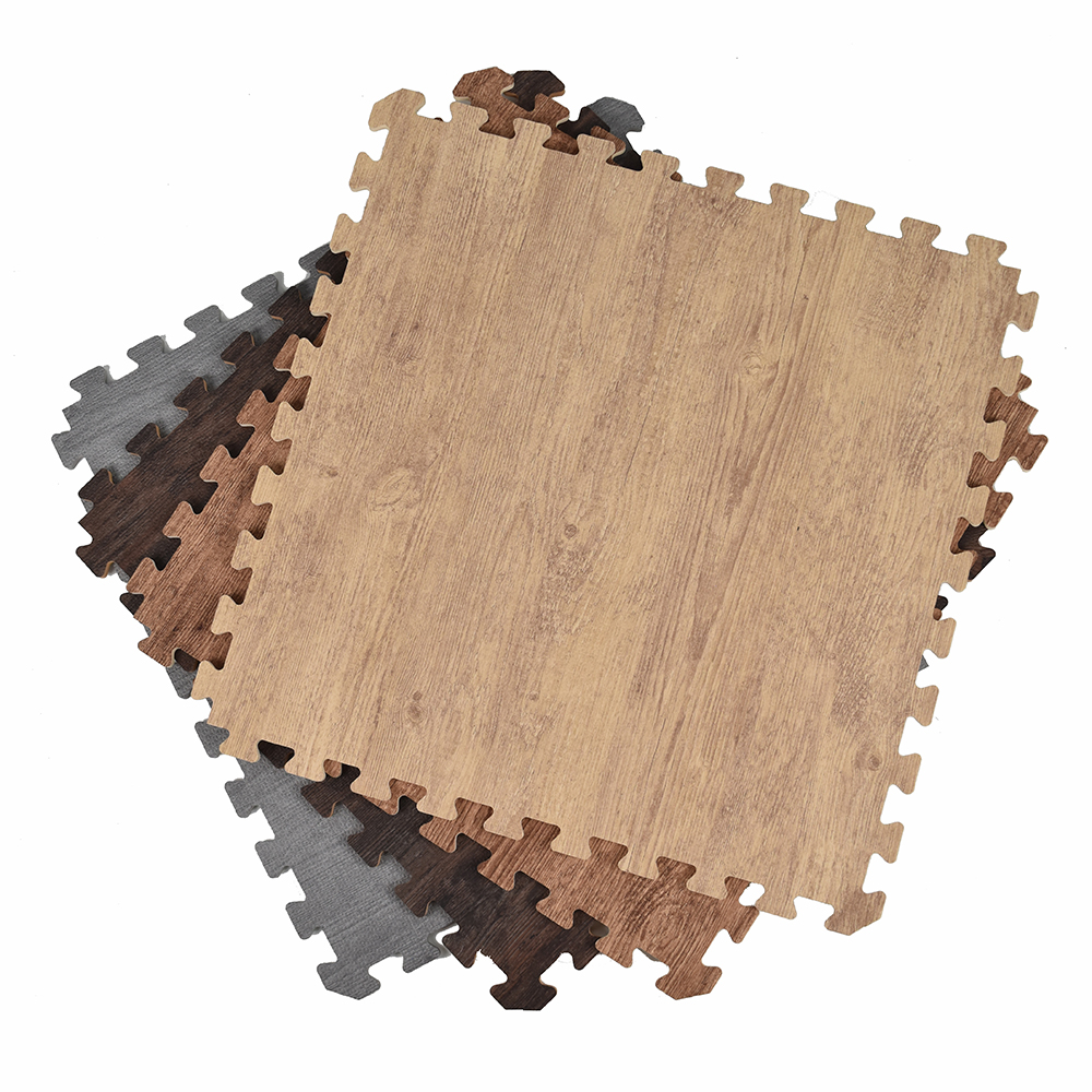 basement wood grain foam tiles