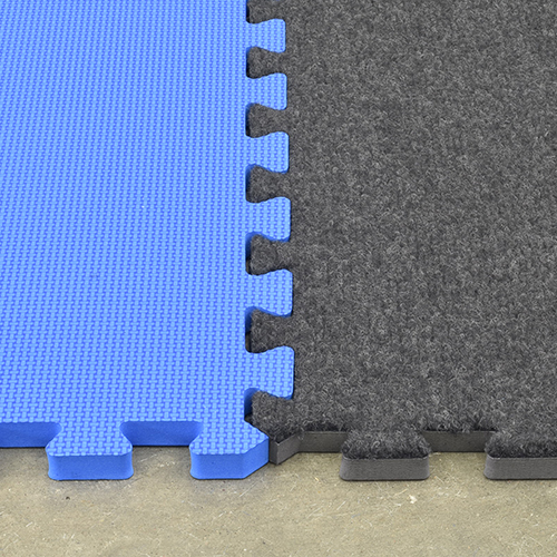 5/8 inch thick puzzle mats connected - carpet and eva foam topped
