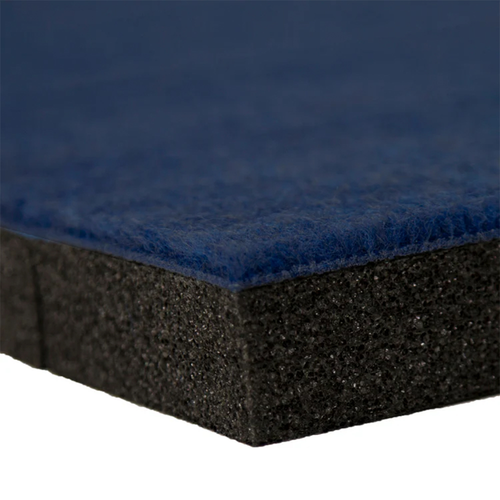 Corner close up in Blue of G-Floor Competition Cheer Roll Out Mat 1-3/8 Inch x 6x42 Ft.