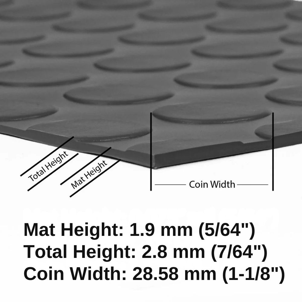 G-Floor Coin Tread Garage Floor Roll 1.9 mm x 8.6x24 Ft. thickness diagram