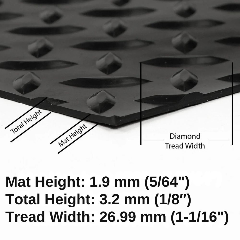 G-Floor Diamond Tread Garage Floor Roll 1.9 mm x 7.6x17 Ft. thickness diagram