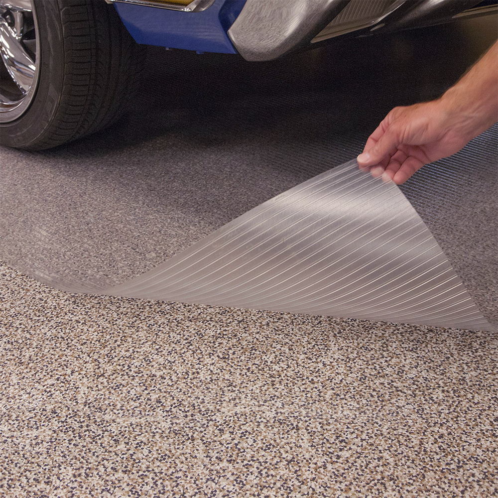 G-Floor Ribbed Tread Garage Floor Roll 55 mil x 7.6x17 Ft. in clear under car