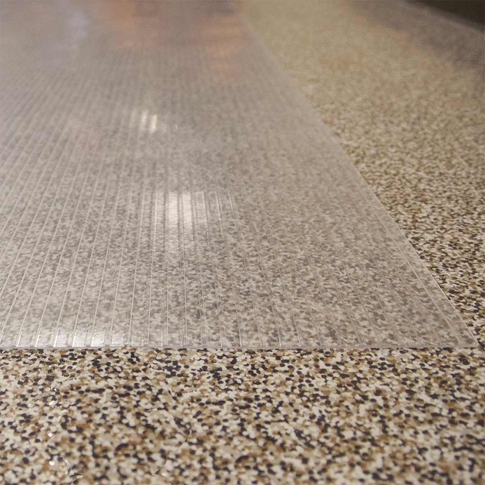 clear G-Floor Ribbed Tread Garage Floor Roll 55 mil x 7.6x17 Ft. over floor