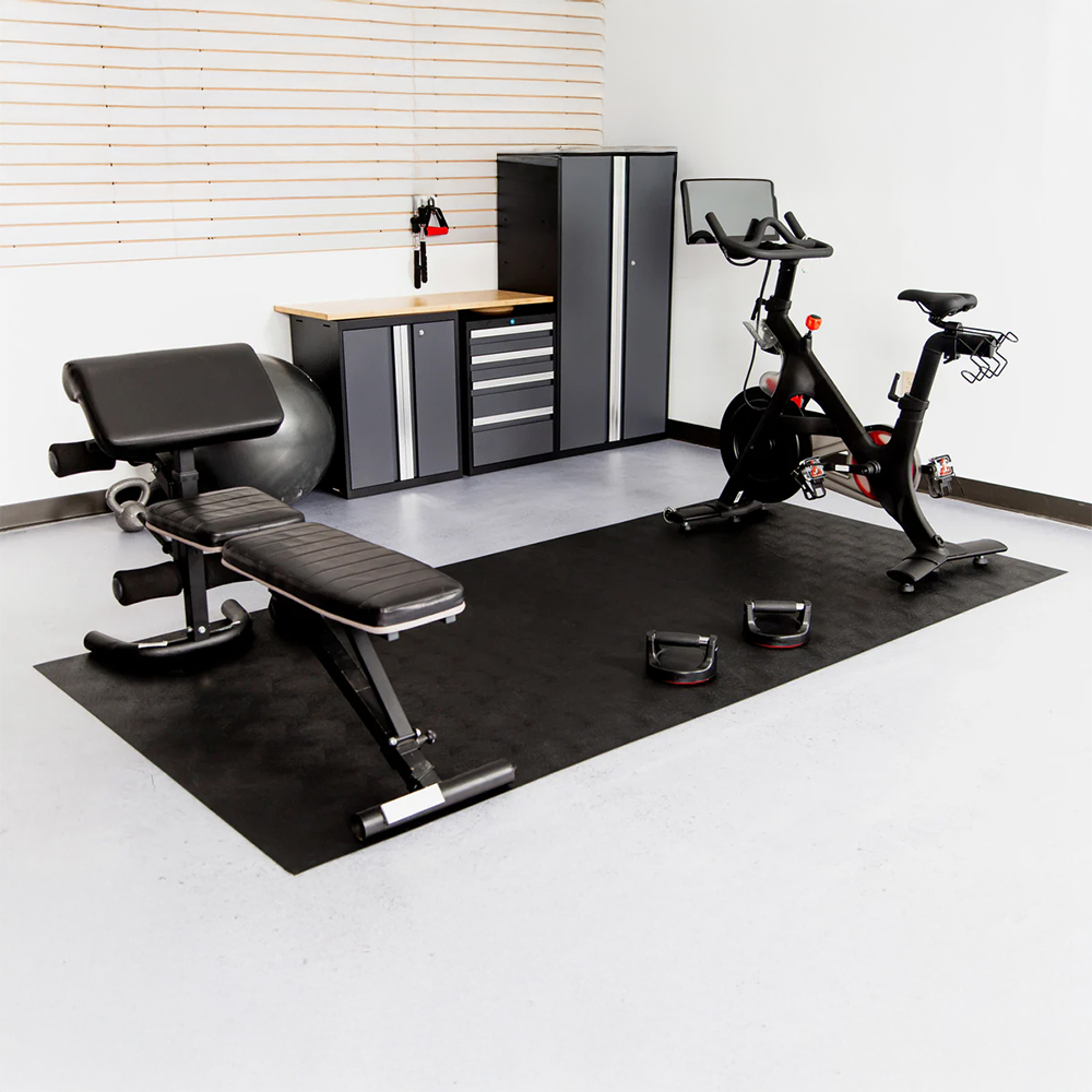 G-Floor Levant Tread Garage Floor Roll 55 Mil x 7.6x17 Ft. home gym mat in Midnight Black