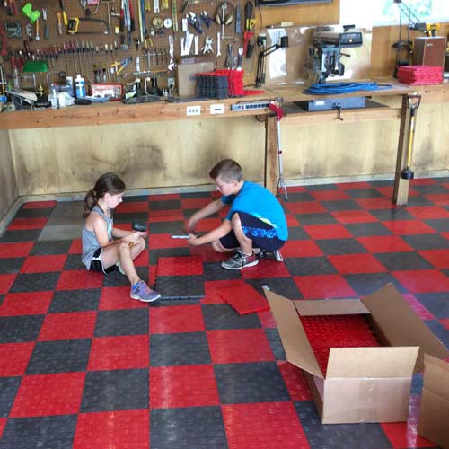 Garage Tile Diamond Kids Installation