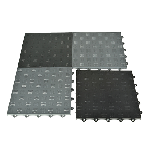 Garage Floor Tile Diamond | 1x1 ft | 5/8 inch Thick | Click Together Plastic Modular Tile | Raised Garage Flooring | Colors: Black or Dark Grey