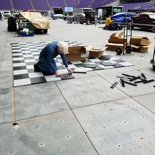 Portable Garage Floor Tiles at Car Show
