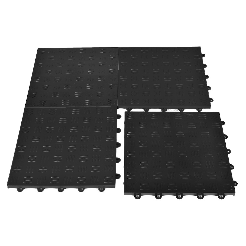 Interlocking Garage Floor Tiles Black and Gray