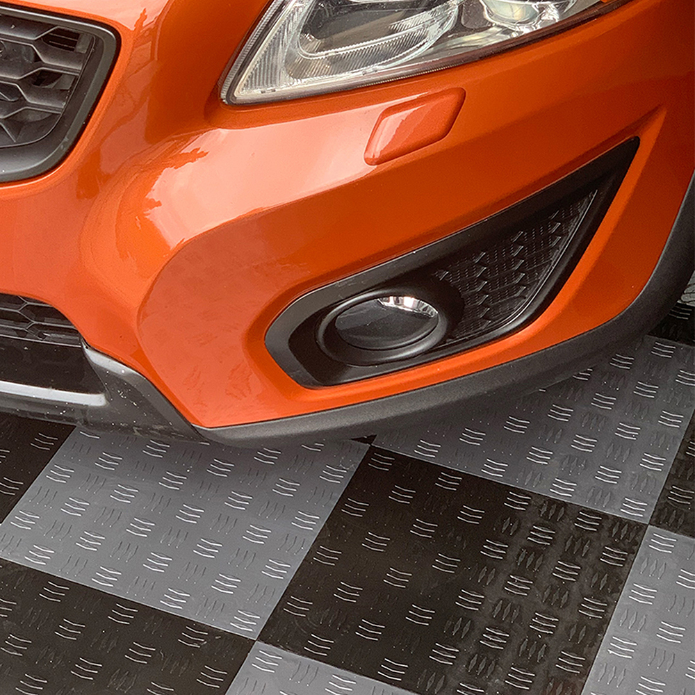 Garage Floor Tile Diamond Red Motorcycle