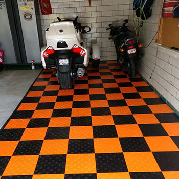 orange garage tile flooring