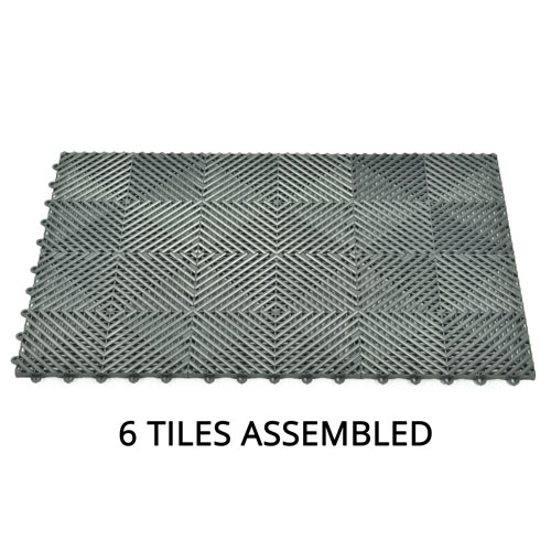 gray perforated garage floor tile