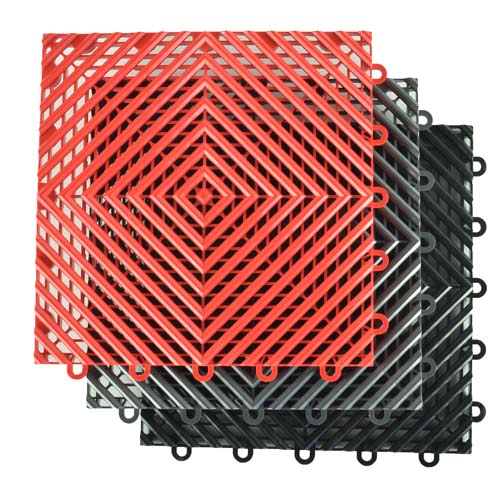 Perforated garage interlocking flooring tiles