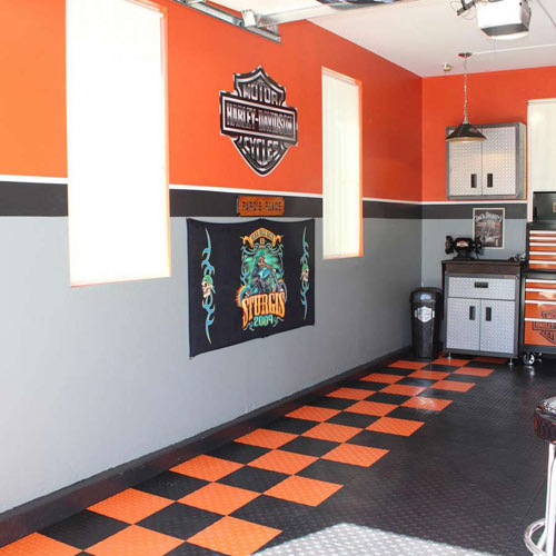 Garage Flooring Tiles - Orange and Black