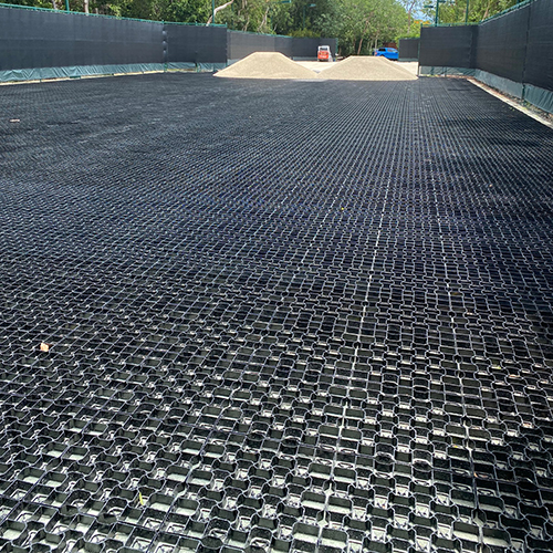 geogrid paving system for large parking driveway area