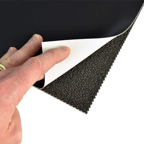 Elastic Underlayment under black white vinyl.