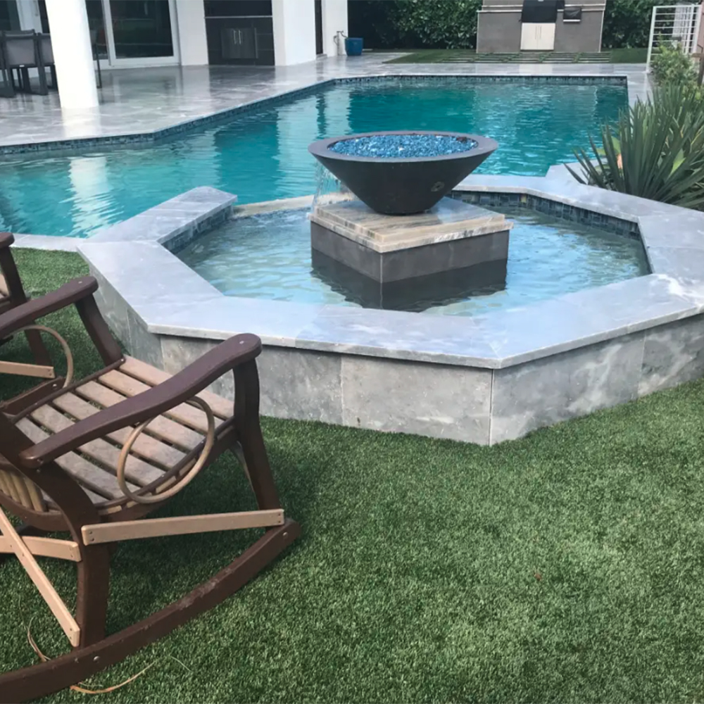 Artificial Grass Turf Around Hot Tub and Pool