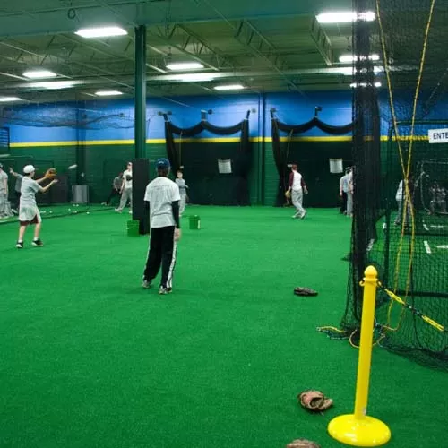 indoor sports turf in baseball practice center