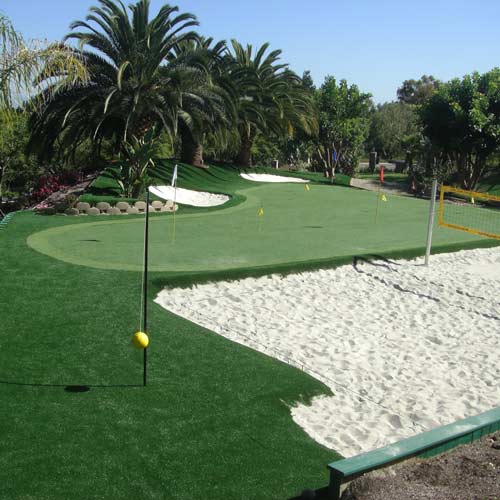 Faux Grass on golf course and volleyball sand court