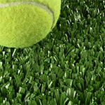 close up of tennis court artificial turf with tennis ball