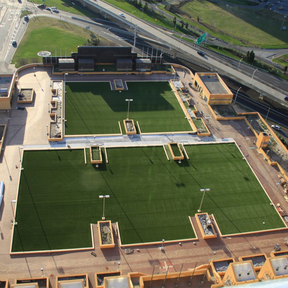 True Turf Artificial Grass Turf Roll aerial view of rooftop athletic turf
