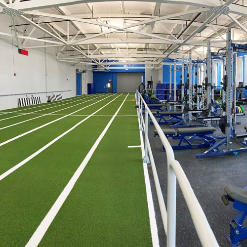 indoor artificial turf in large gym