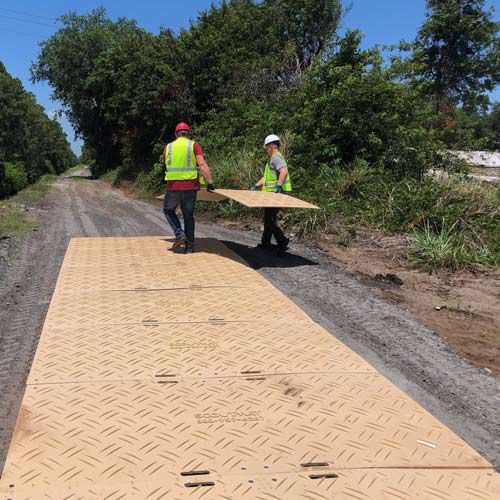 Ground Protection Mats Scout 4x8 Ft Tan in use