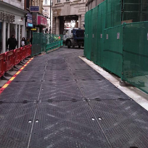 portable roadway mats for temporary settings