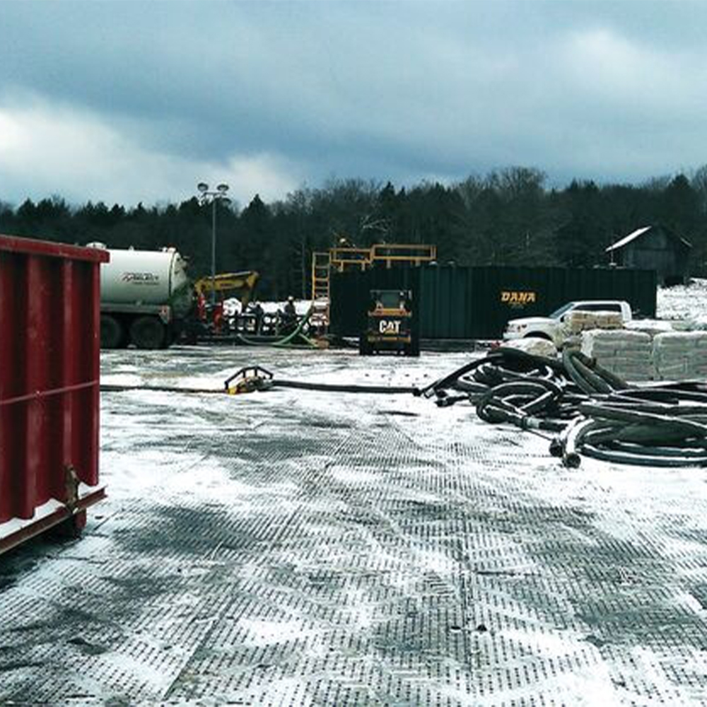 liberty ground protection mats at construction site in winter