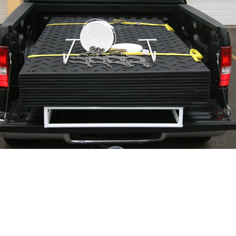 Ground Protection Mat-Pak 4x8 Ft Black Mat-Pak in pick up truck