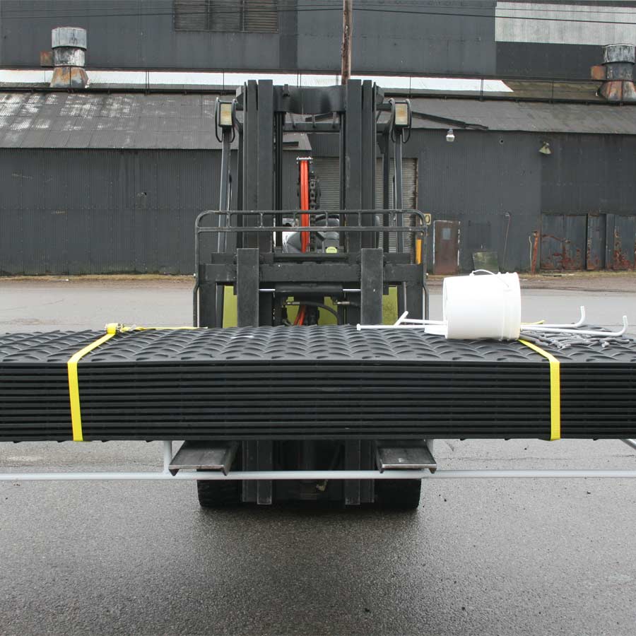 Mat-Pak Ground Protection | 4x8 ft | Black | Landscaping, Construction, Roadway | Skid Steer Traction Mats | 12 Pack Kit | Texture: Diamond or Smooth