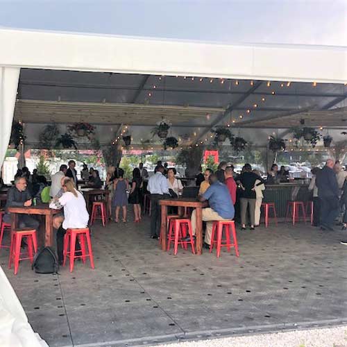 Outdoor dining tent flooring composite mats