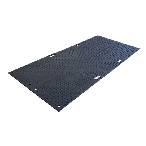 Large polyethylene ground mats for temporary roads