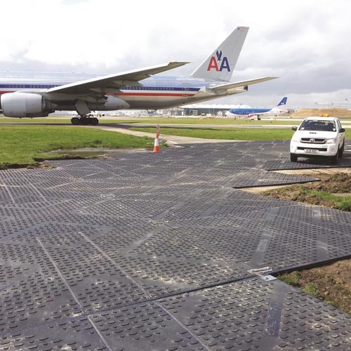 Temporary road mats at airport