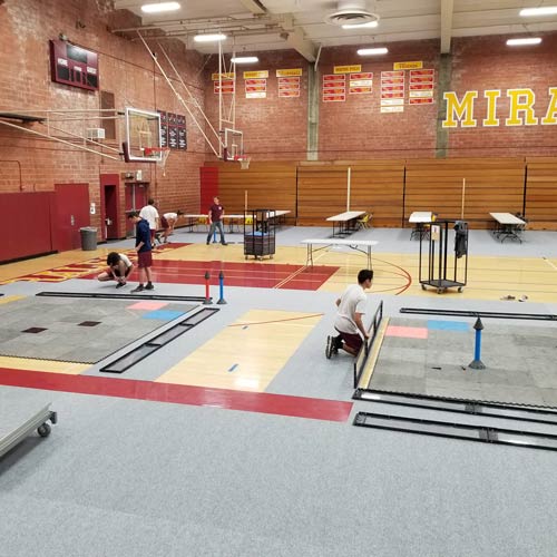 Gym Floor Covering Carpet Tile marauders install in gymnasium