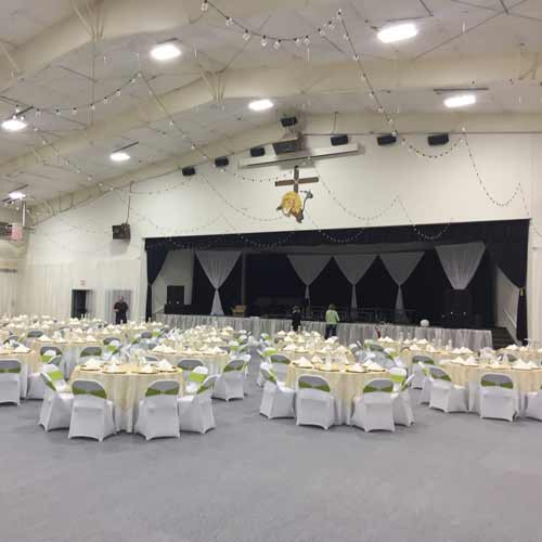 fire resistant gym floor covering for gala event