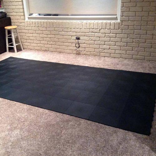 aerobic flooring tiles over carpet
