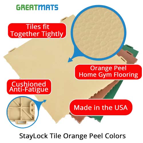 Features of StayLock Orange Peel PVC Tiles for Home Gym Flooring