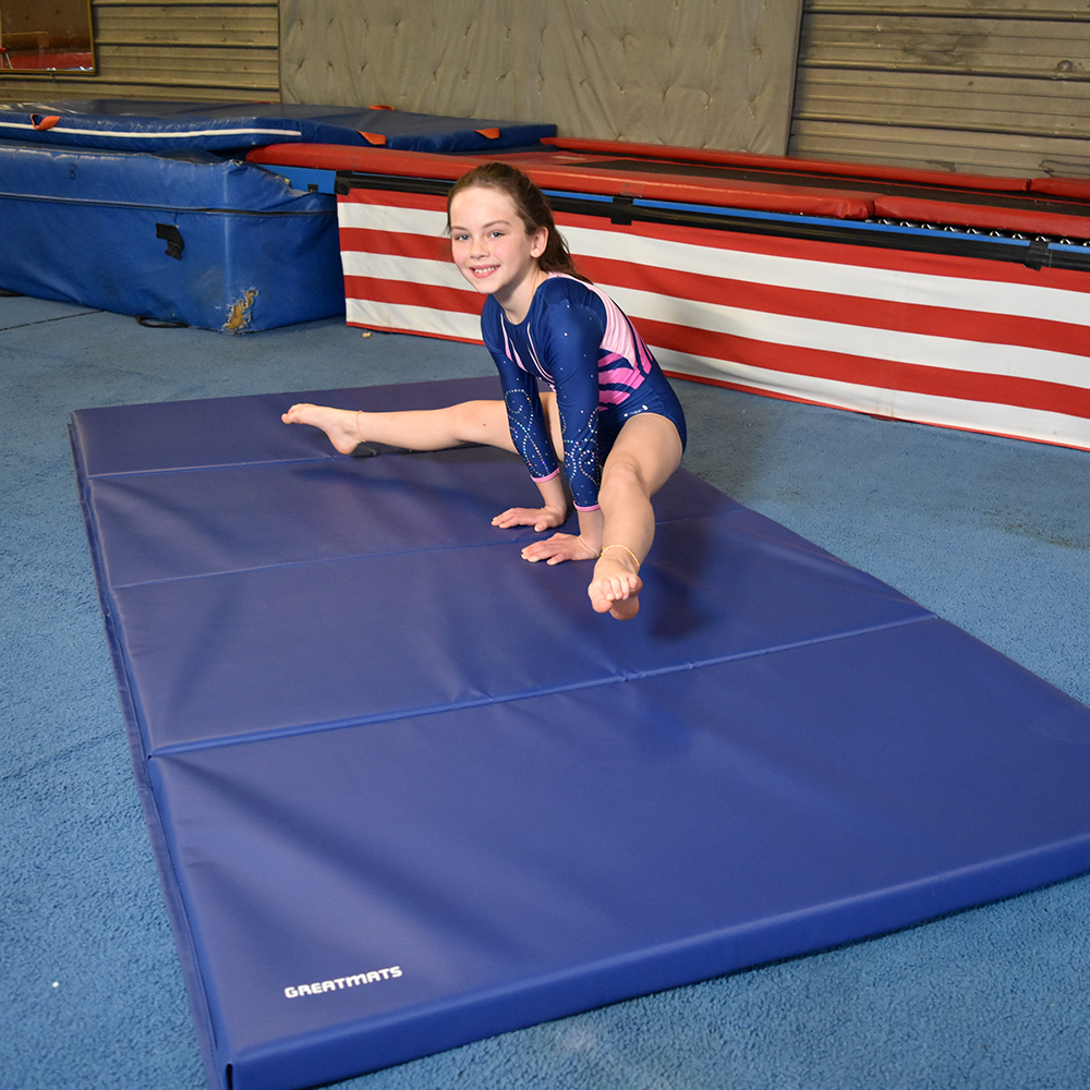 4x8x2 Gymnastics Folding Gym Mat Blue/Black for Home