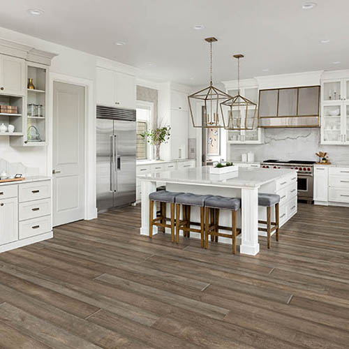 Stock House Laminate SPC Flooring 17.52 Sq Ft per Carton Saddle Kitchen