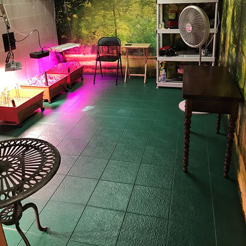 floating pvc floor tile installation green