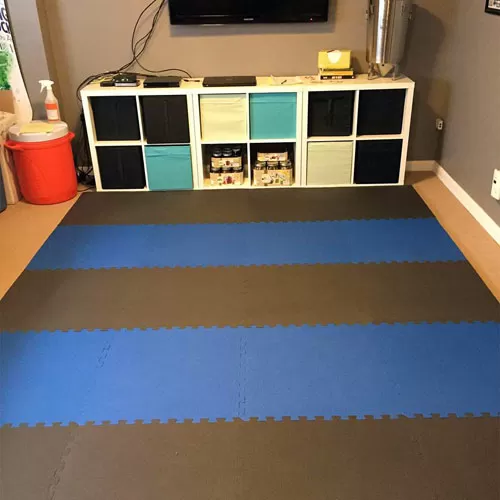 Blue and black thick home gym mats