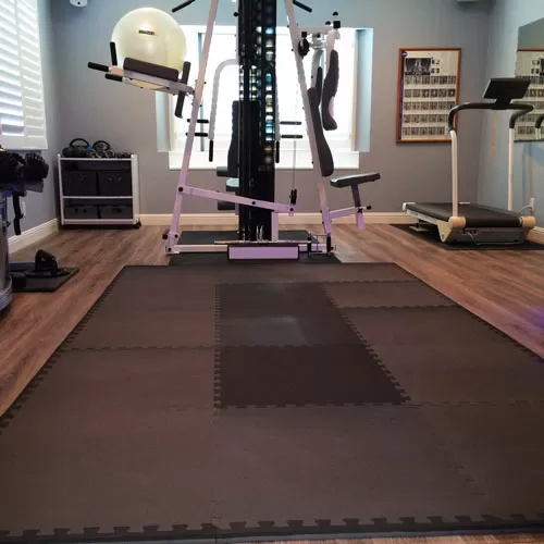Exercise workout flooring for home gym.