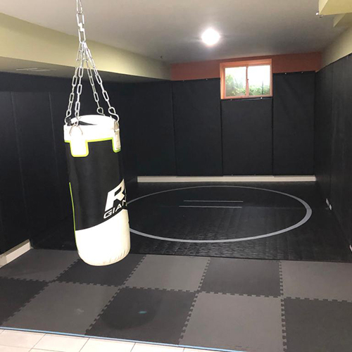 Blue and black thick home gym mats