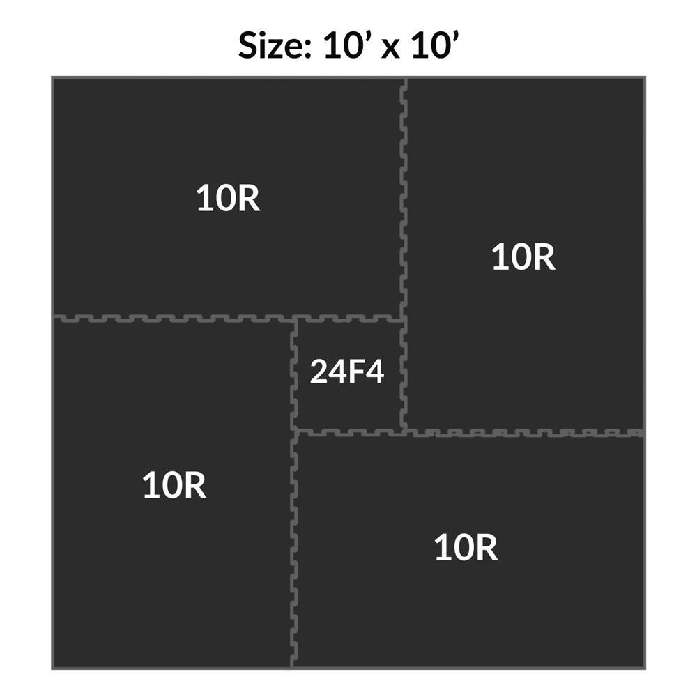 Sundance Horse Stall Mat Kit 10x10 Ft x 3/4 In Barn Aisle 10x10 Ft. infographic diagram.